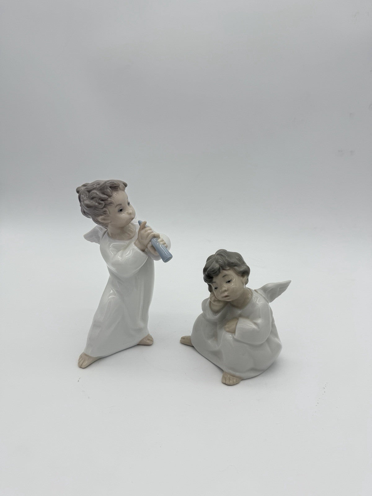 Lladro Spain Porcelain Vintage Angels Cherubs Musician Figurines 6 “& 4” Retired