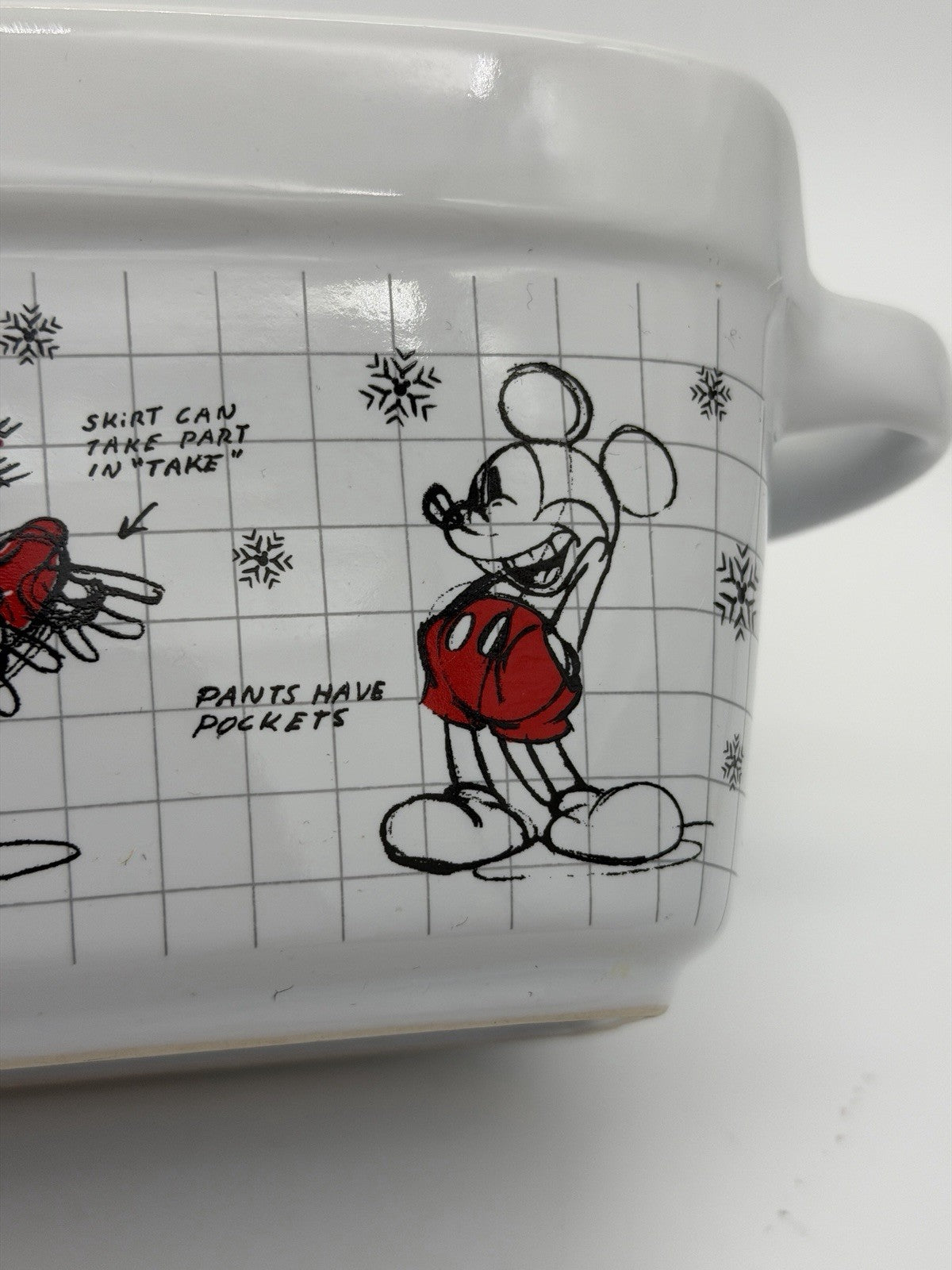 Disney Mickey Minnie Mouse Christmas Sketchbook Loaf Pan Bowl Porcelain