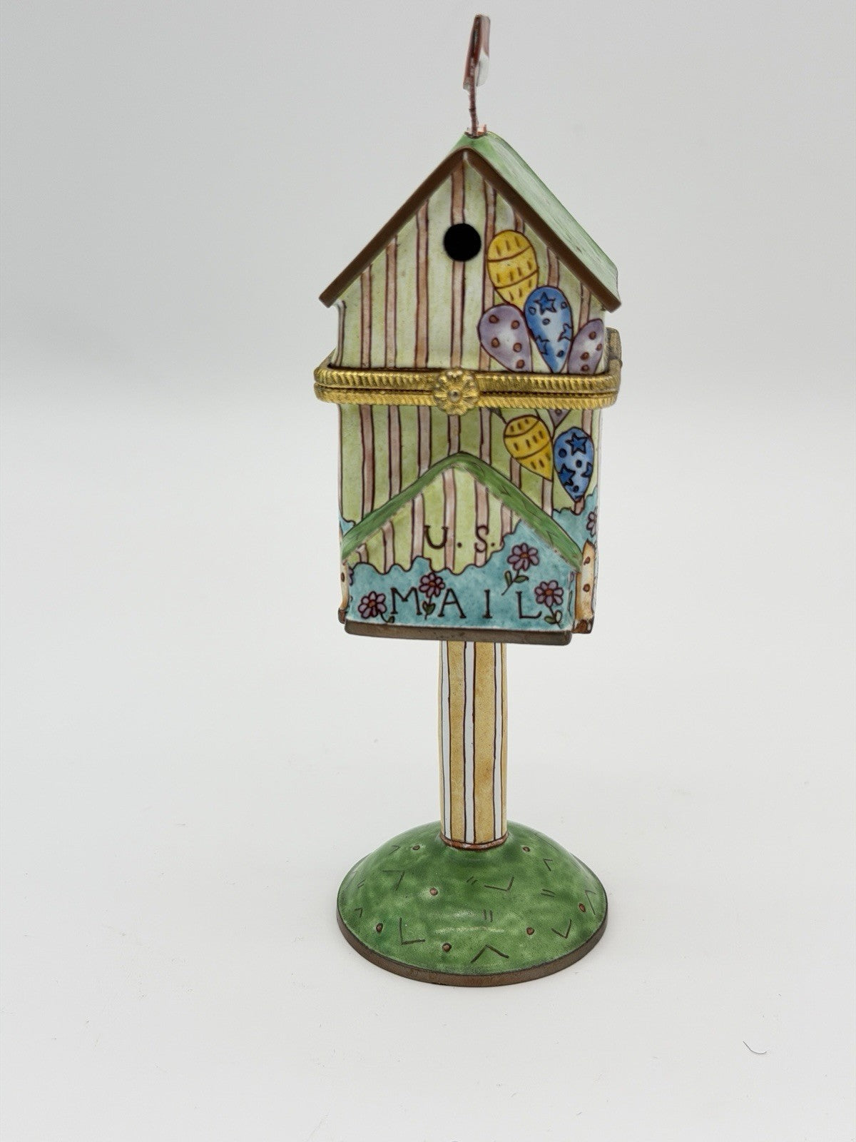 Empress Arts enamel trinket box U.S. Mail mailbox 6”birdhouse