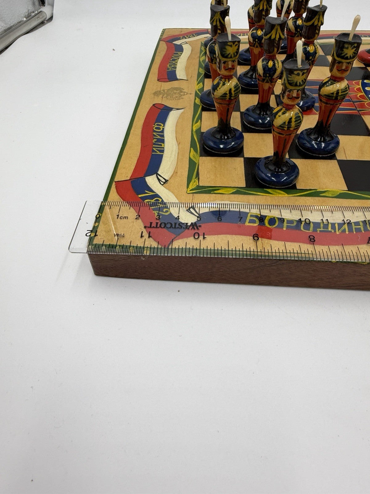 Russian vintage Matryoshka chess set 24 Pawns Plus Wooden Board Soldiers