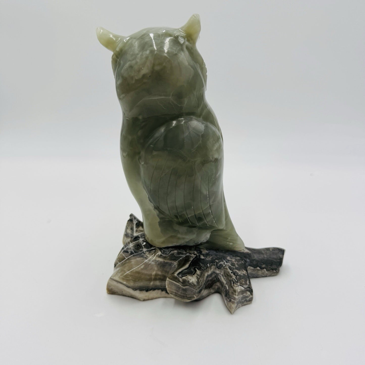 Alabaster Owl Sculpture Figurine Bird 8in Italy Marble Large Vintage Hand Carved