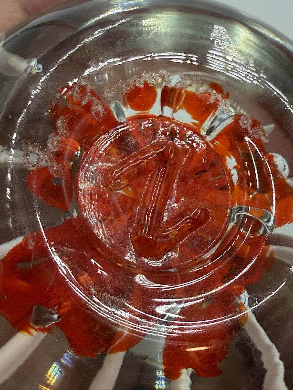 Vintage Joe Zimmerman Art Glass Paperweight Signed Floral Studio Designed 3”H