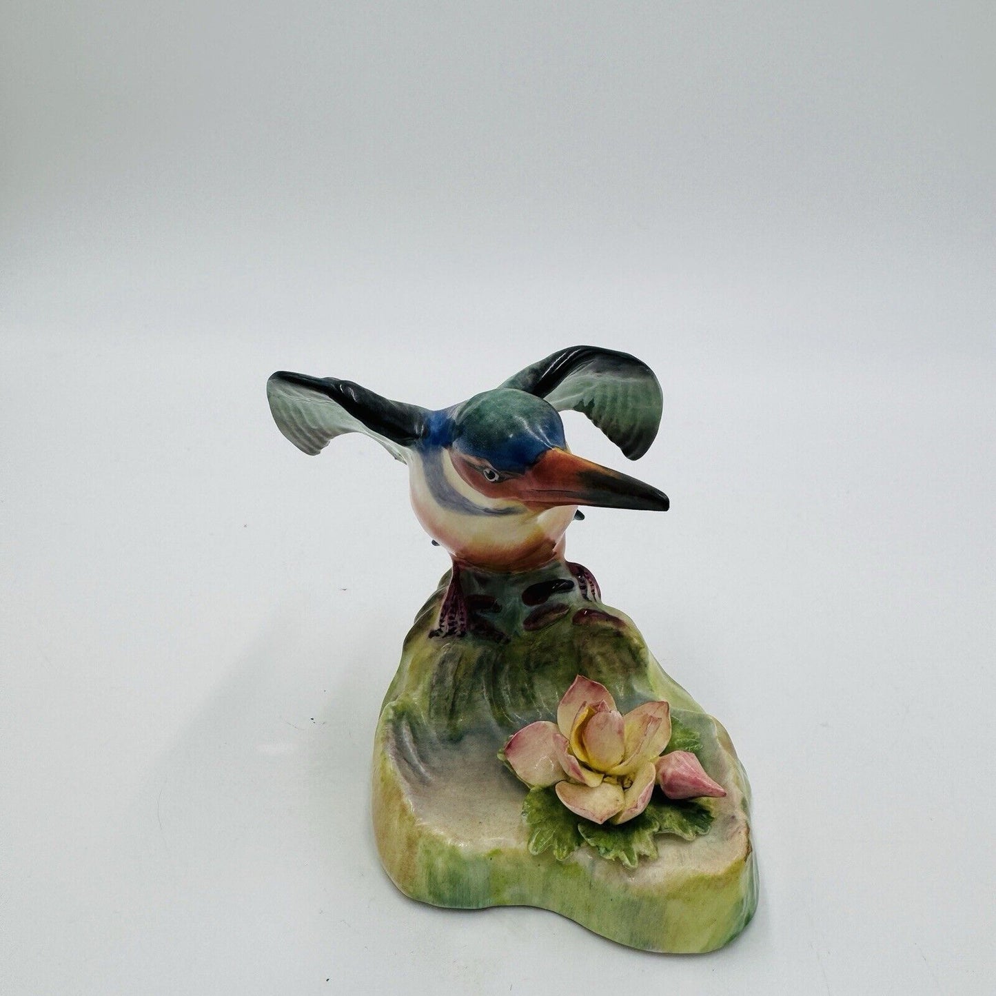 Adderley Floral Made England KingFisher Bird Figurine Hand Painted Porcelain 4”