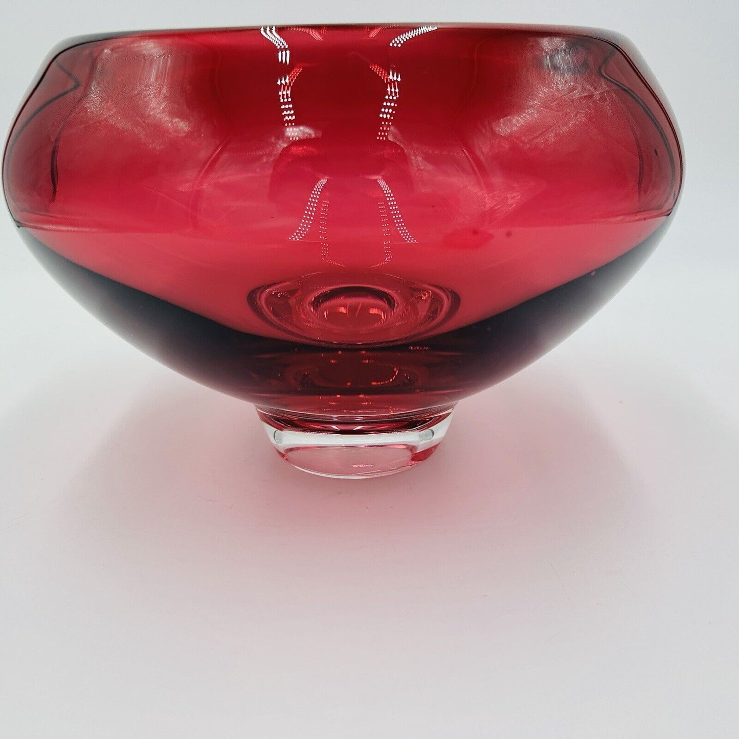 Buxton & Kutch Bowl Art Glass Signed Cranberry Slant Pier #970613 Large Rare