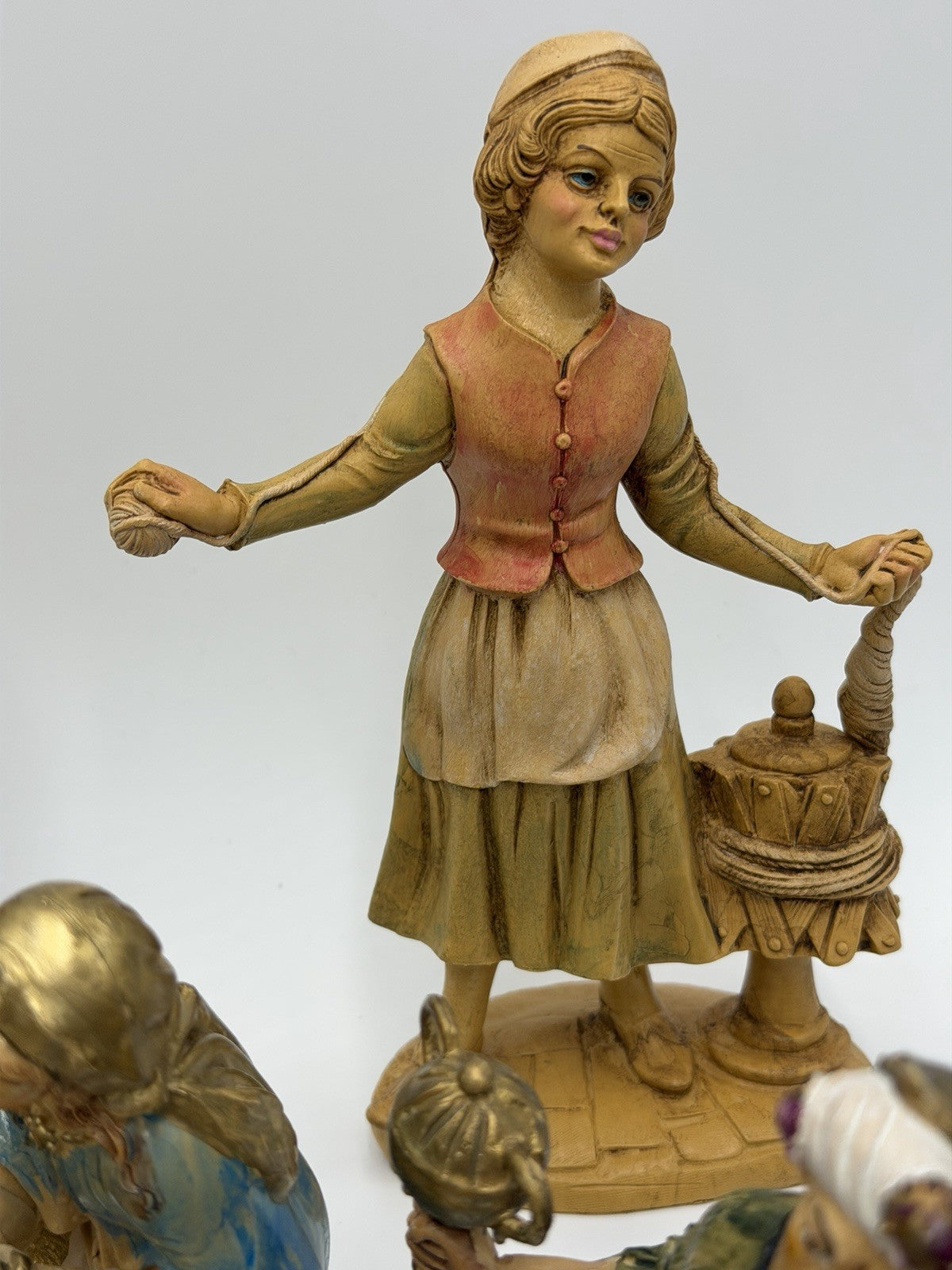 Vintage Depose Italy PVC Large 8”Nativity 19 Pieces Set Capodimonte Style