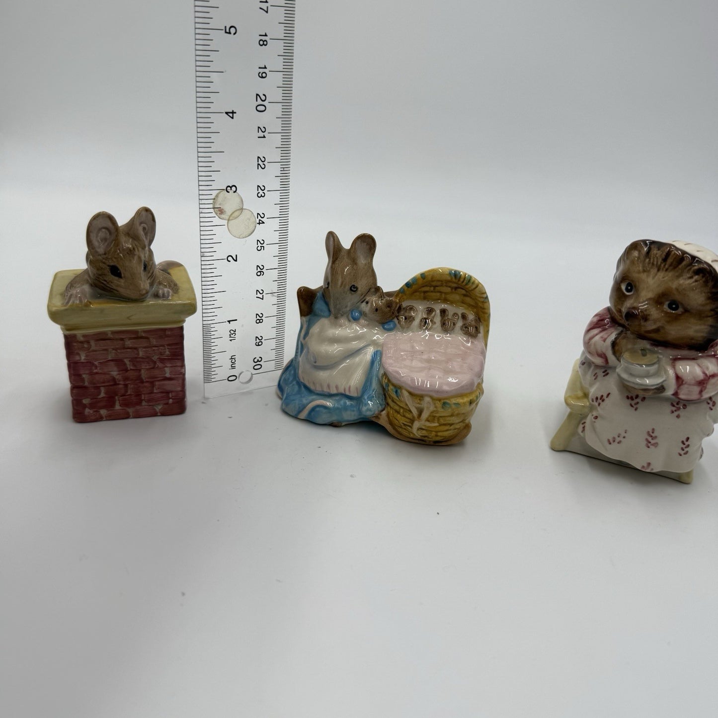 Royal Albert Beswick England Porcelain  Beatrix Potter Mice Figurines Set 3 PCs