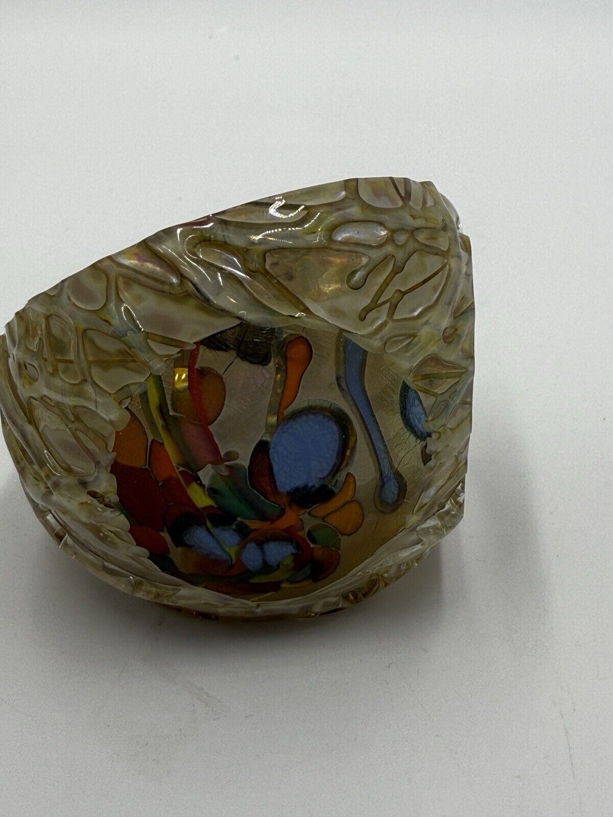 Douglas BECKER Signed Art Glass Paperweight Studio Dichroic Confetti Signed 1981