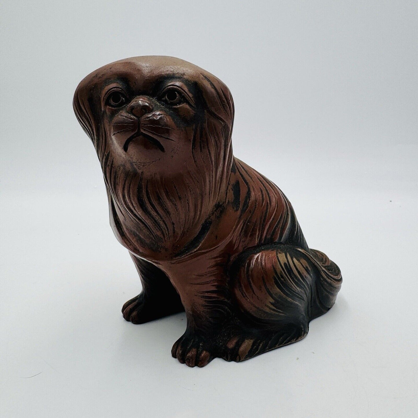 Japanese Antique Bizen ware Pottery Okimono Sculpture Chin-Inu Dog Figurine