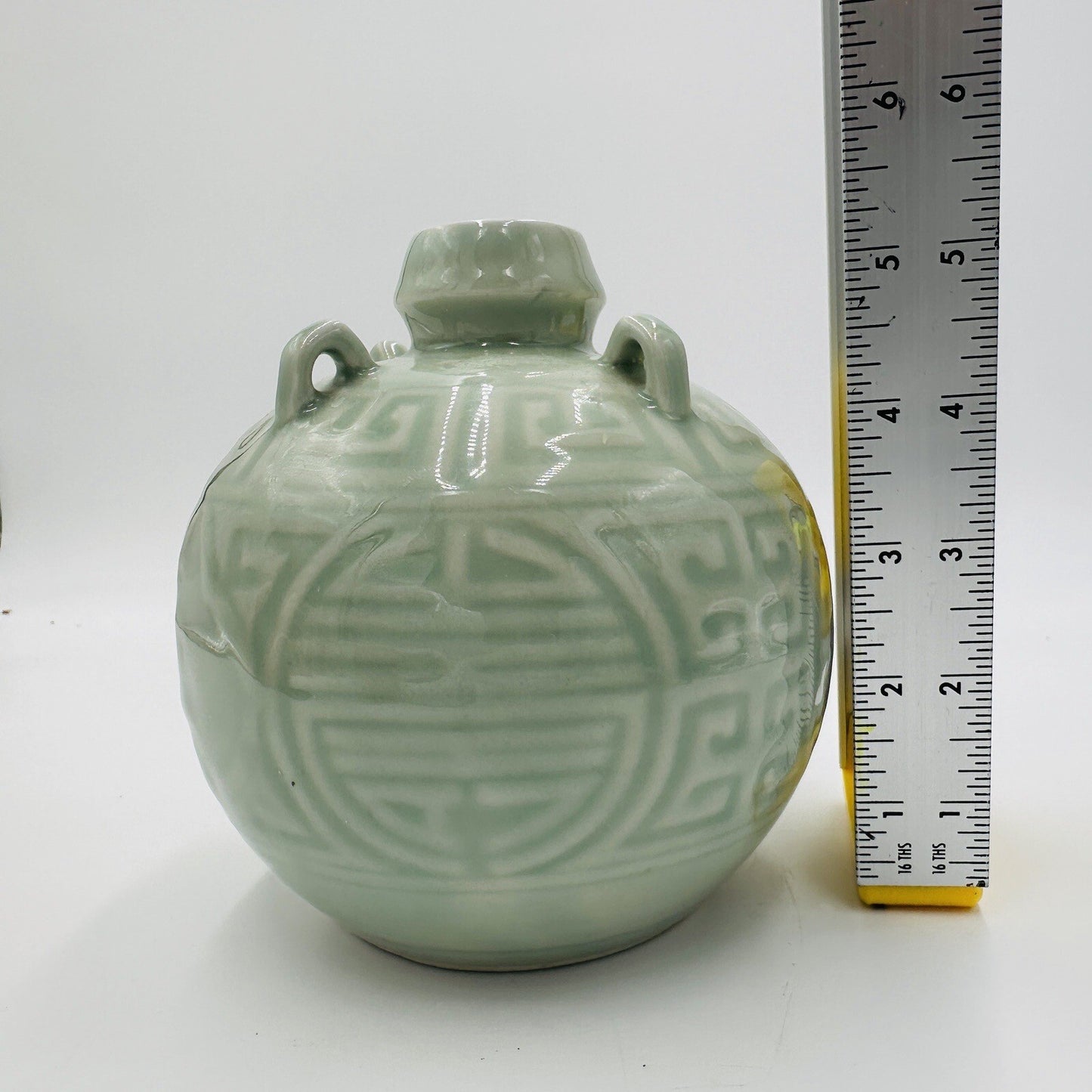 Chinese Celadon Pottery Spirit Pot Pouring Jug Green Glossy Round Antique