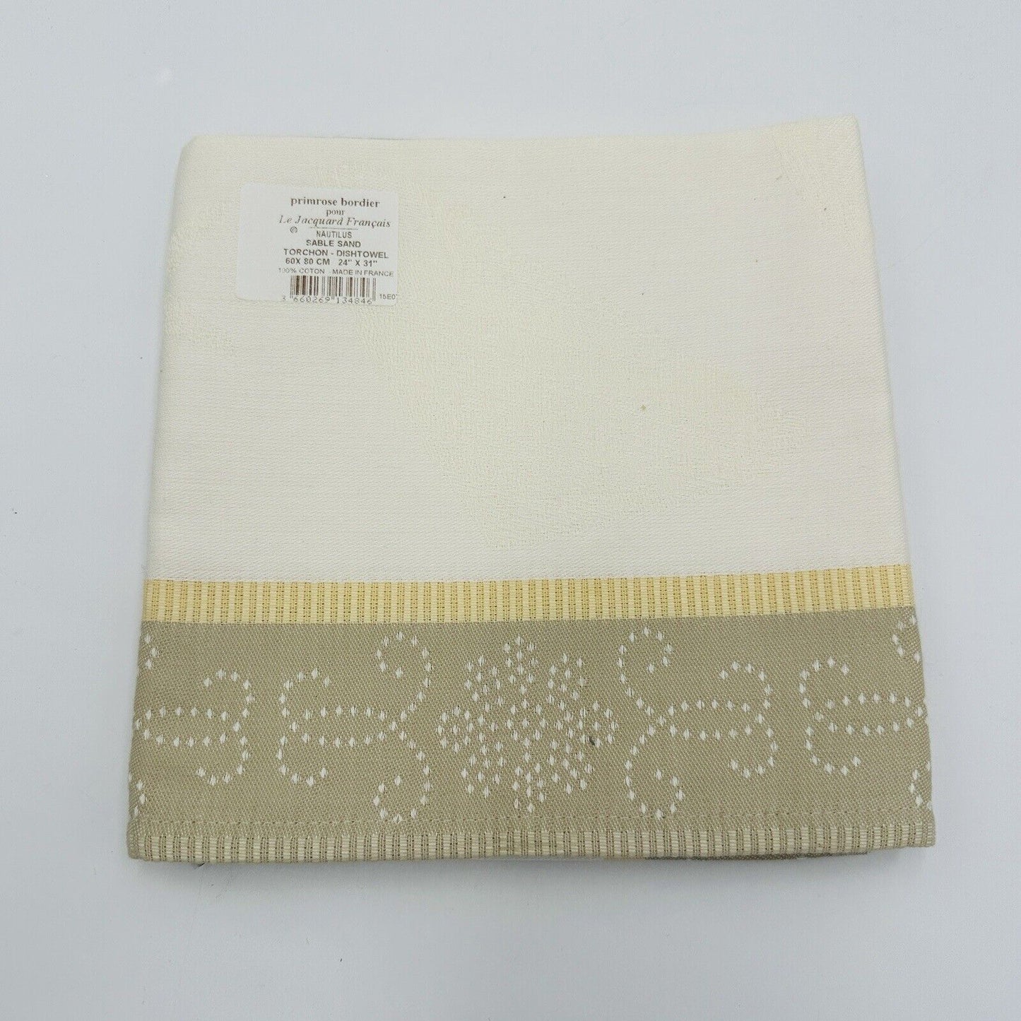 Primrose Dishtowel Bordier Nautilus Sable Sand Torchon 24in X 31in Cotton France