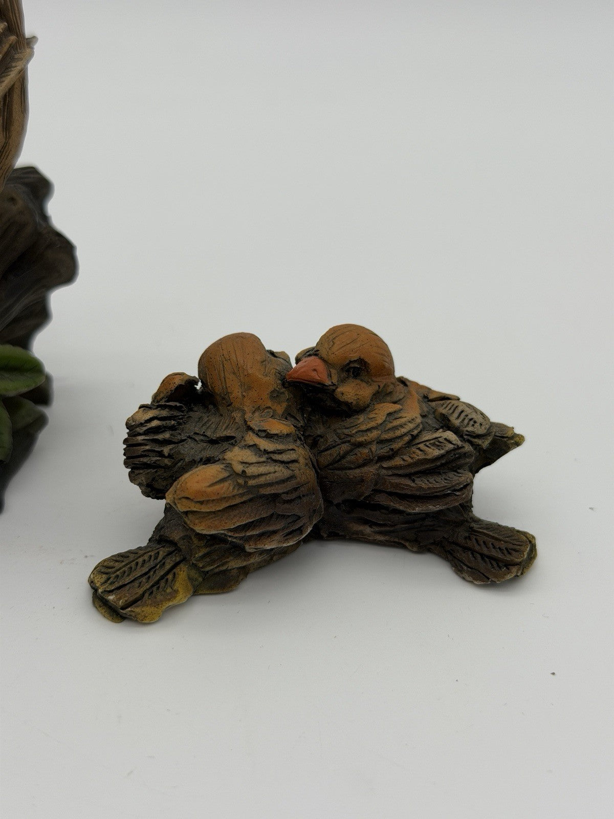Faro A. Lucchesi Sparrow Figurine Italy Hand Painted Resin Bird 2.5" Set of 2