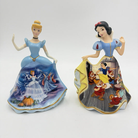 Disney Bradford Editions Cinderella and Snow White Porcelain Bell Figurine 2004