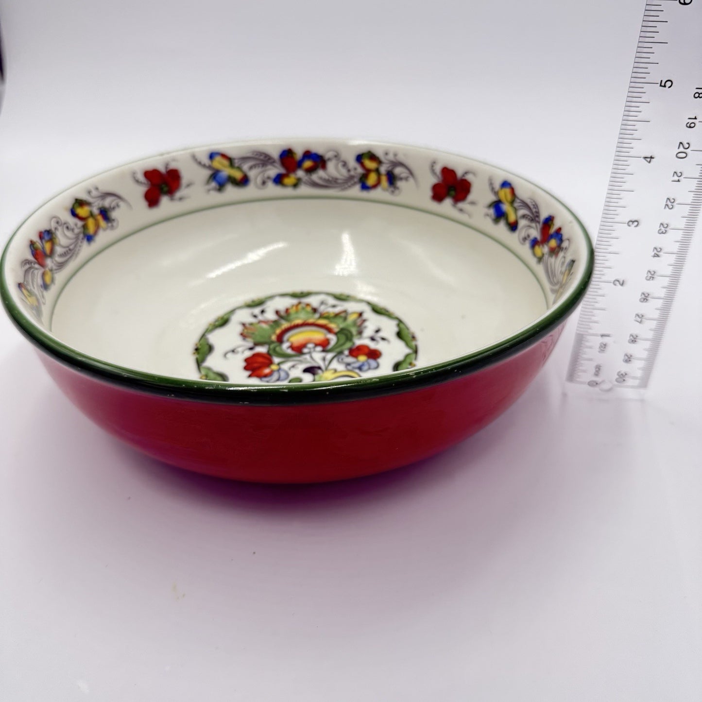 Antique Porsgrund Porcelain Norway Nordic Rose Serving Bowl Hand Painted Large