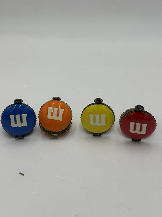 Boyds Bear M&M Resin Trinkets Box Always Room 4 Chocolate Blue Yellow Orange Red