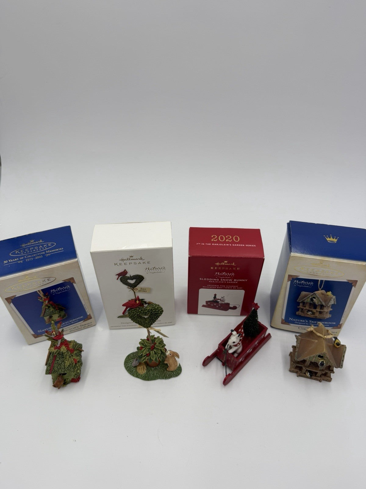Hallmark Marjolein Bastin Natures Sketchbook Christmas Ornaments Set 4