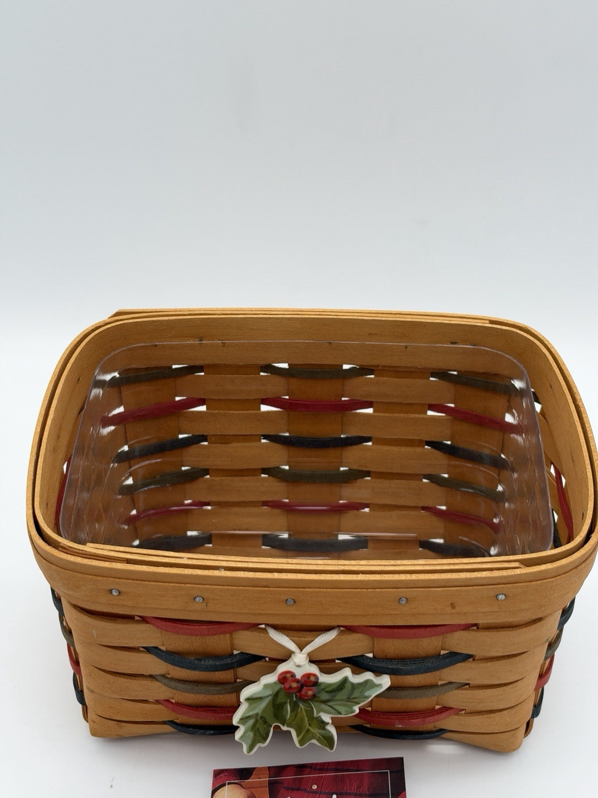 Vintage 2001 Longaberger Recipe Woven Basket w/Lid Liner Tie-on Christmas Rare