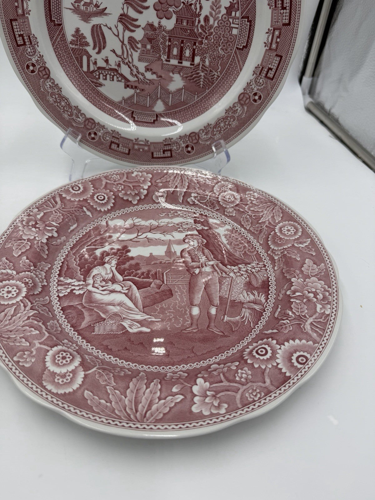 4 Spode England Porcelain Archive Collection  Plates Georgian Series Red 10.5”