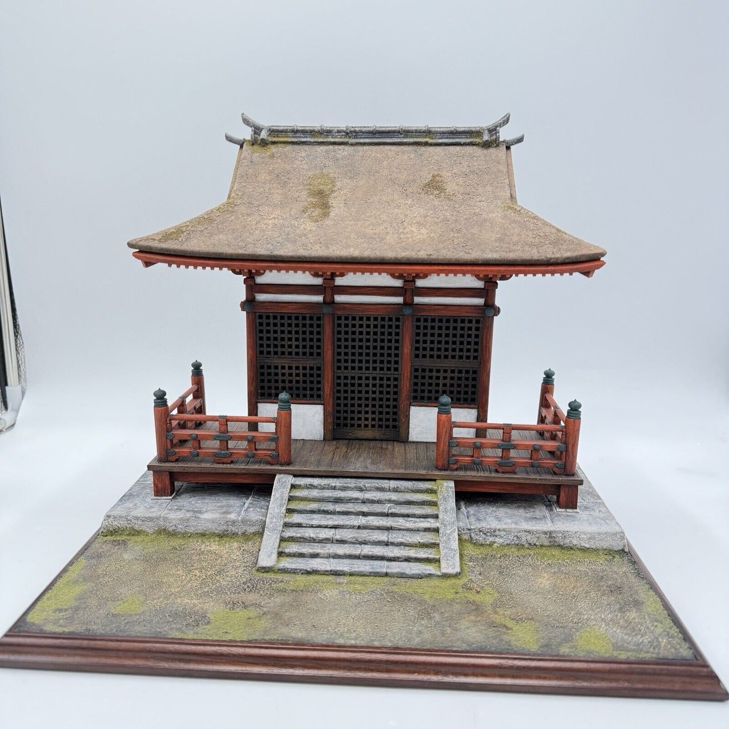 Chinese /Japanese model Temple shrine diorama hand made wooden base painted