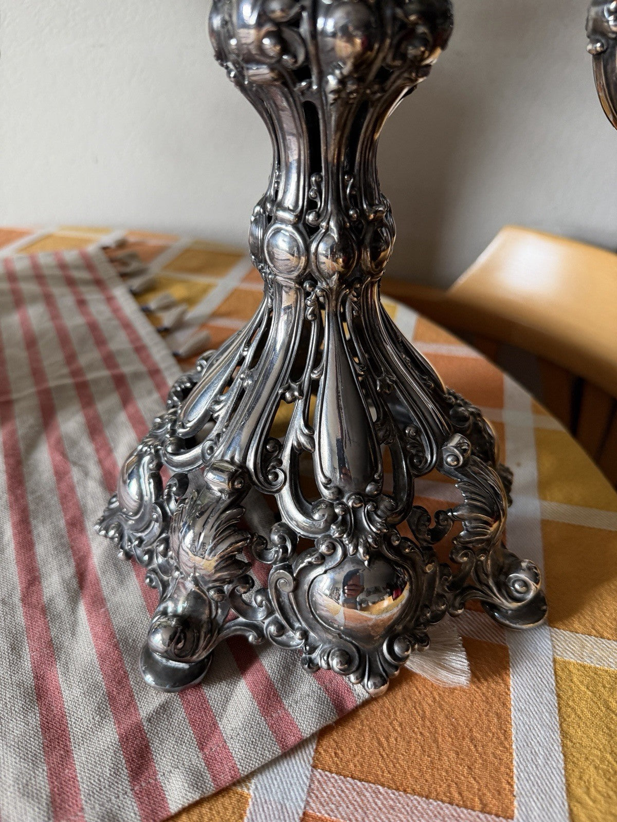 Antique Reed & Barton Silver Plated Renaissance Designed 3 light Candelabra