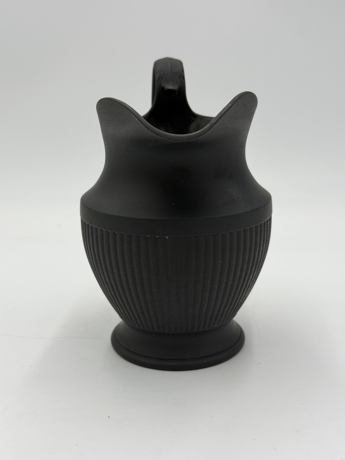 Wedgwood Black Basalt Antique Shape Fluted Creamer Pitcher 5.5”HAntique 19th C