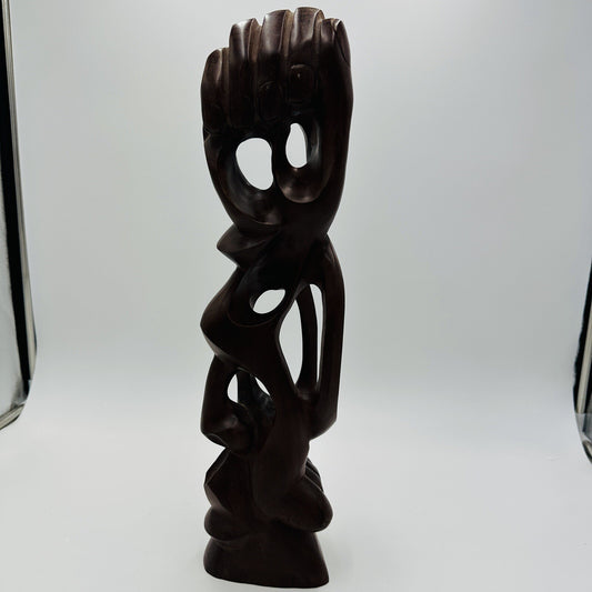 Mid Century Carved Wood Sculpture Hand Foot Face Modernism Large 19in Folk Art
