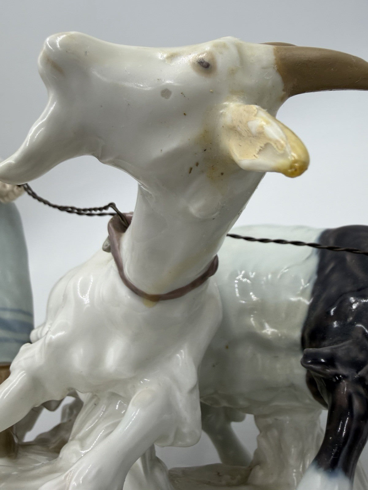 Meissen porcelain figure group Girl W/ Goats By Otto Pilz 1906 (Repaired) Large