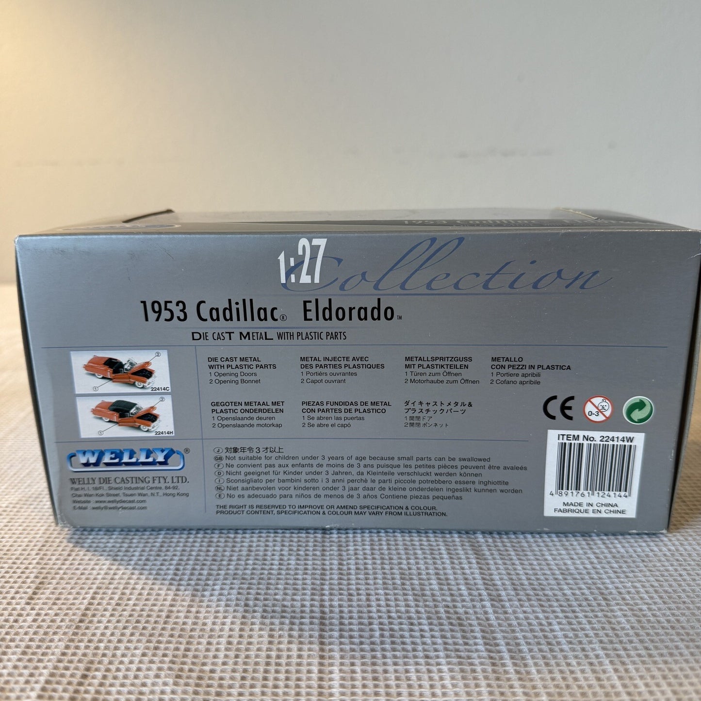 Welly 1953 Cadillac Eldorado 1/27 Collection Black Convertible Diecast Sealed