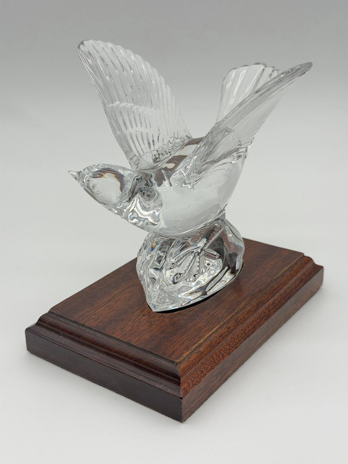 Waterford Crystal Collectors Society NIGHTINGALE Bird Figurine Wood Base