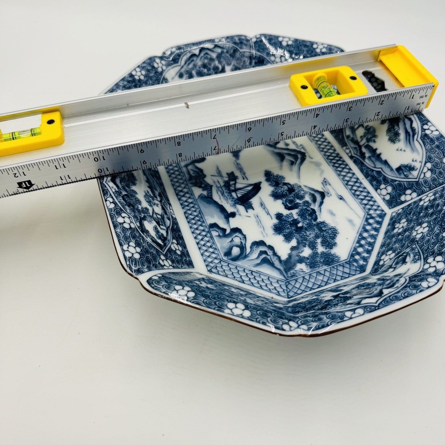 Japanese Serving Platter Victorian Antique Satsuma Dish Blue White