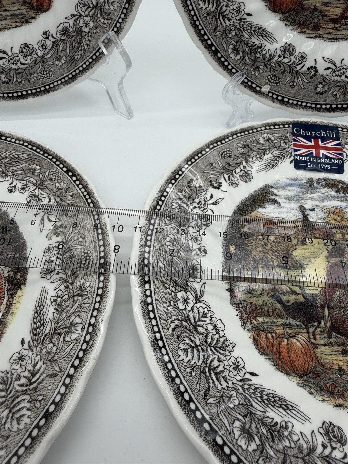 ROYAL WESSEX England porcelain Harvest Festival turkey salad plates set 4