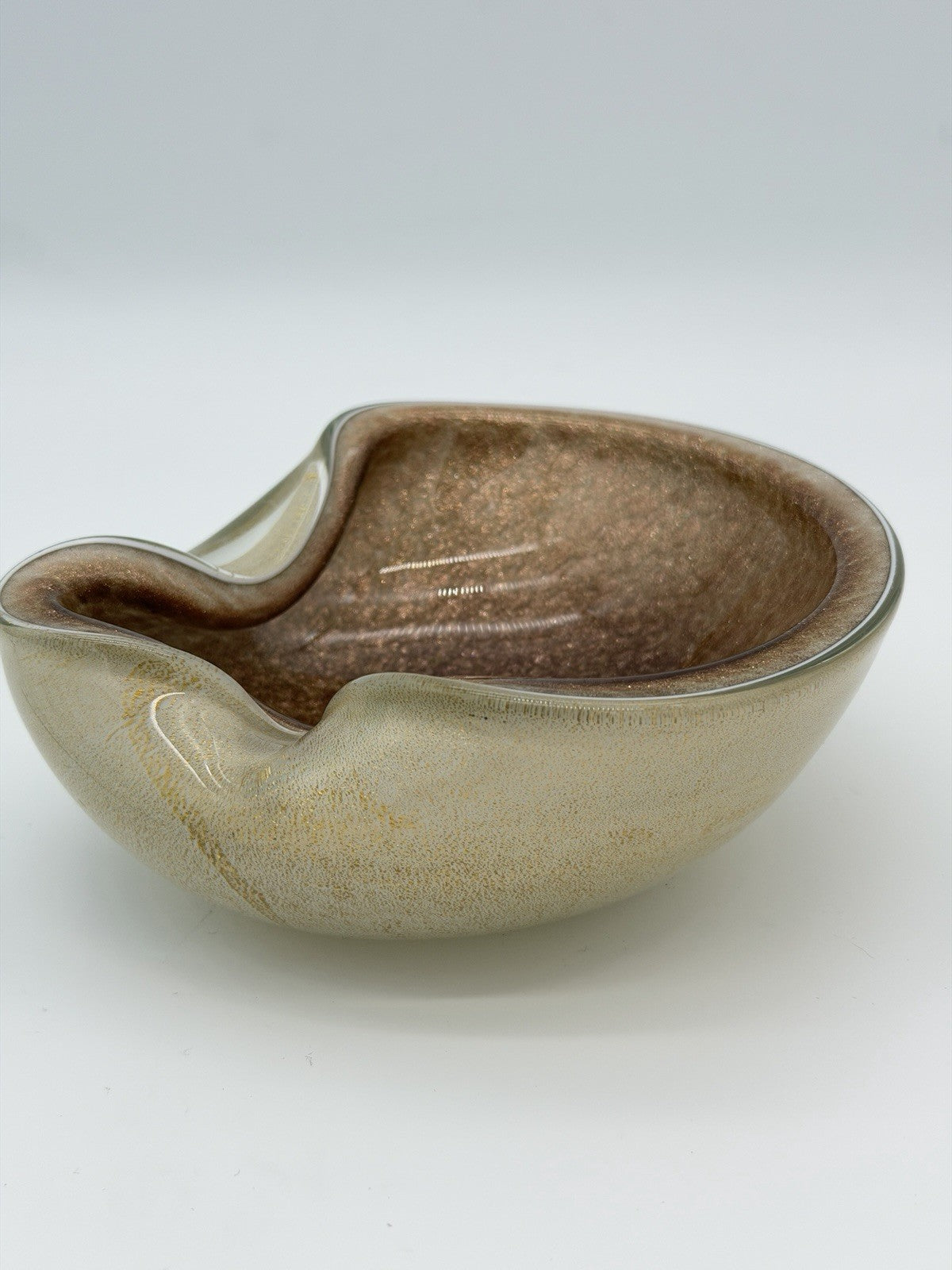 Murano Art Glass Alfredo Barbini Gold Dust Vintage 1950 Ashtray Bowl