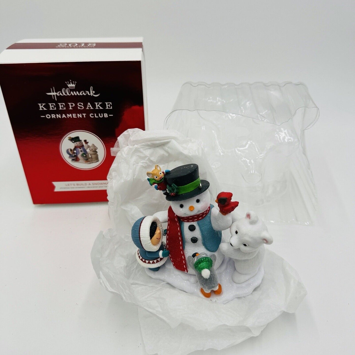 Hallmark Keepsake Ornament Club 2018 Let's Build A Snowman Member Ornament Boxed