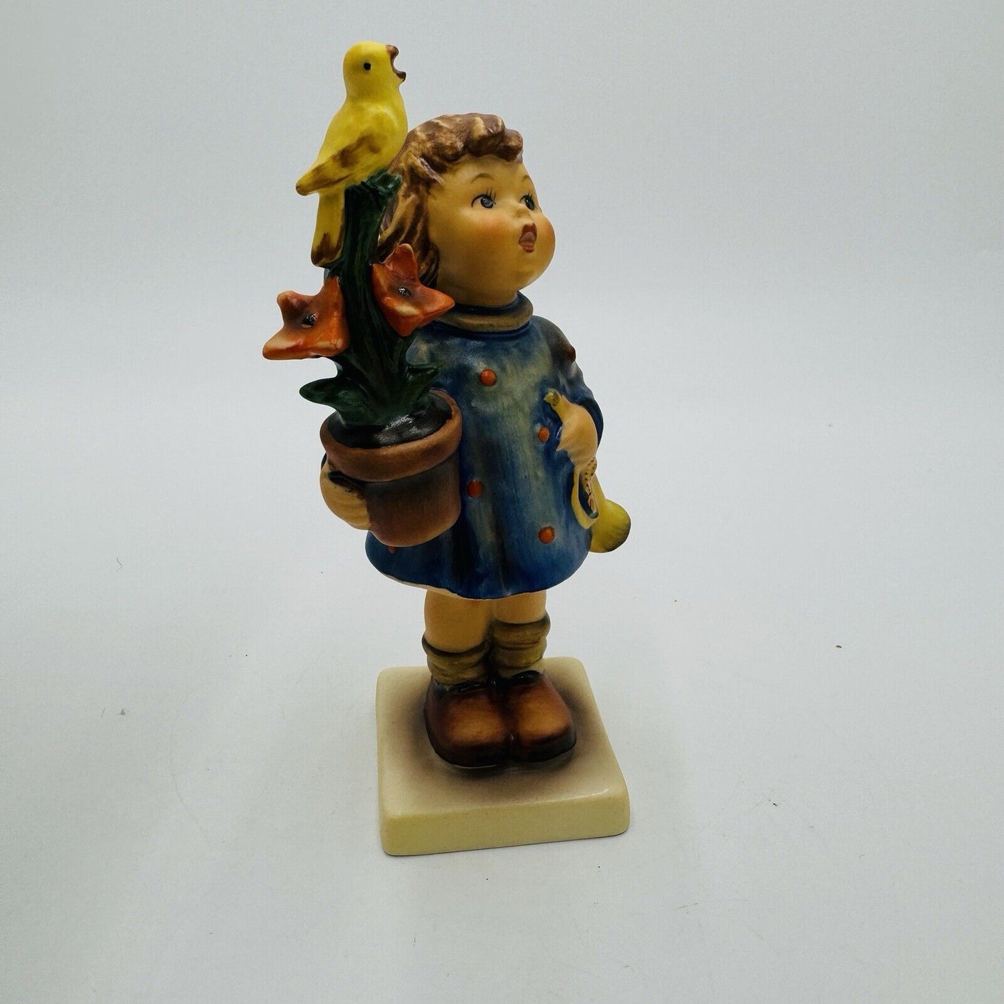 Hummel Goebel Congratulation Figurine Girl with Bird Plant & Horn  #17/0 Vintage