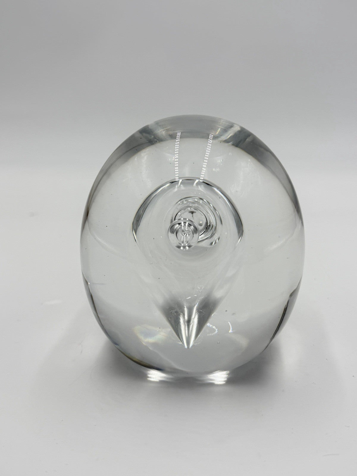 Vintage Åhus Ahus Sweden Art Glass Abstract 1993 Clear Paperweight 3.5”