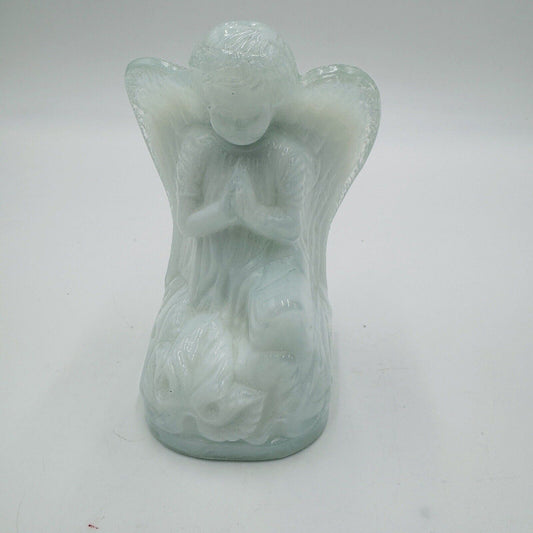 Boyd Art Glass Angel White Blue Clear Pressed Glass Figurine B Vintage