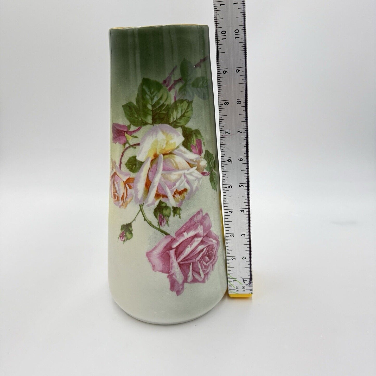 Antique Carl Tielsch CT Altwasser Silesia Germany Hand Painted Vase 1900's 10.4”