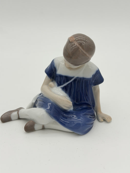 Royal Copenhagen Bing Grondahl B&G Little Girl w/Doll Porcelain Figurine Demark