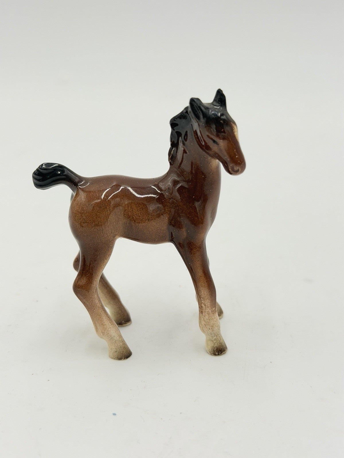 Vintage Hertwig Painted Porcelain Foal Horse Figurine Germany 3”H Glossy Rare