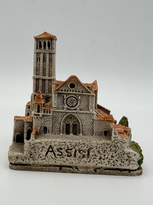 Assisi Italy Cathedral of San Rufino Miniature Hand Painted Building Vintage