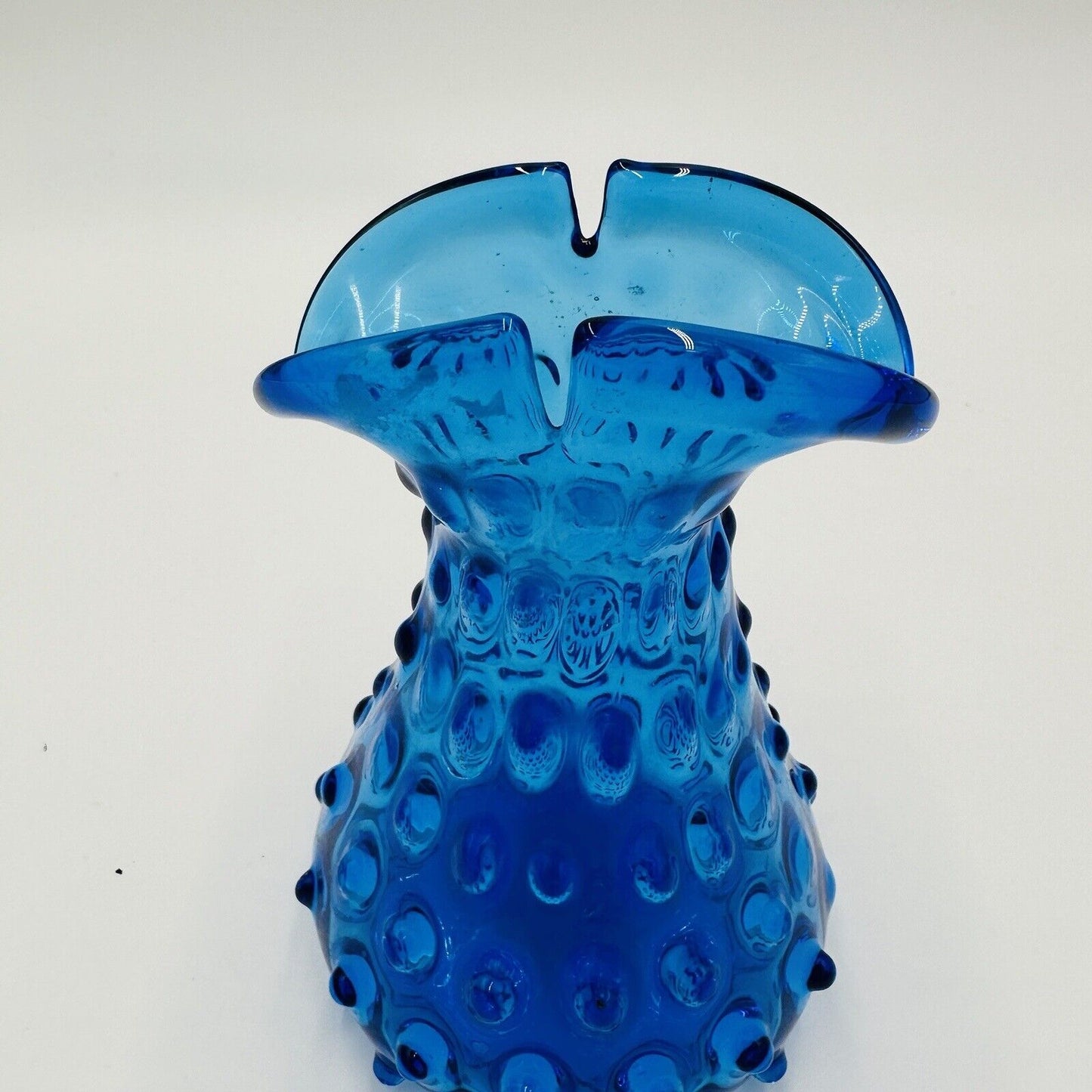 Toscany Zena Vase Empoli Spikey Hobnail Split Rim Blue Vintage Rare