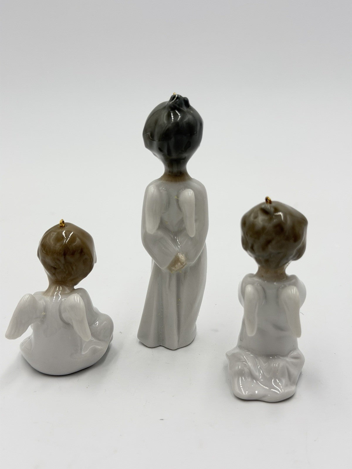 Vintage Lladro Spain Porcelain Angels Cherubs Miniature Christmas Ornaments Set