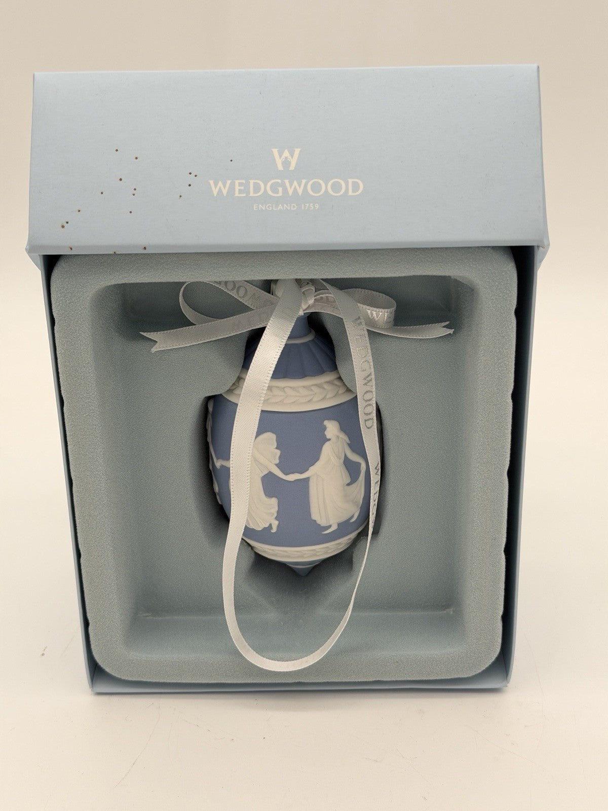 Wedgwood Jasperware Dancing Hours Blue/white Christmas Ornament Porcelain
