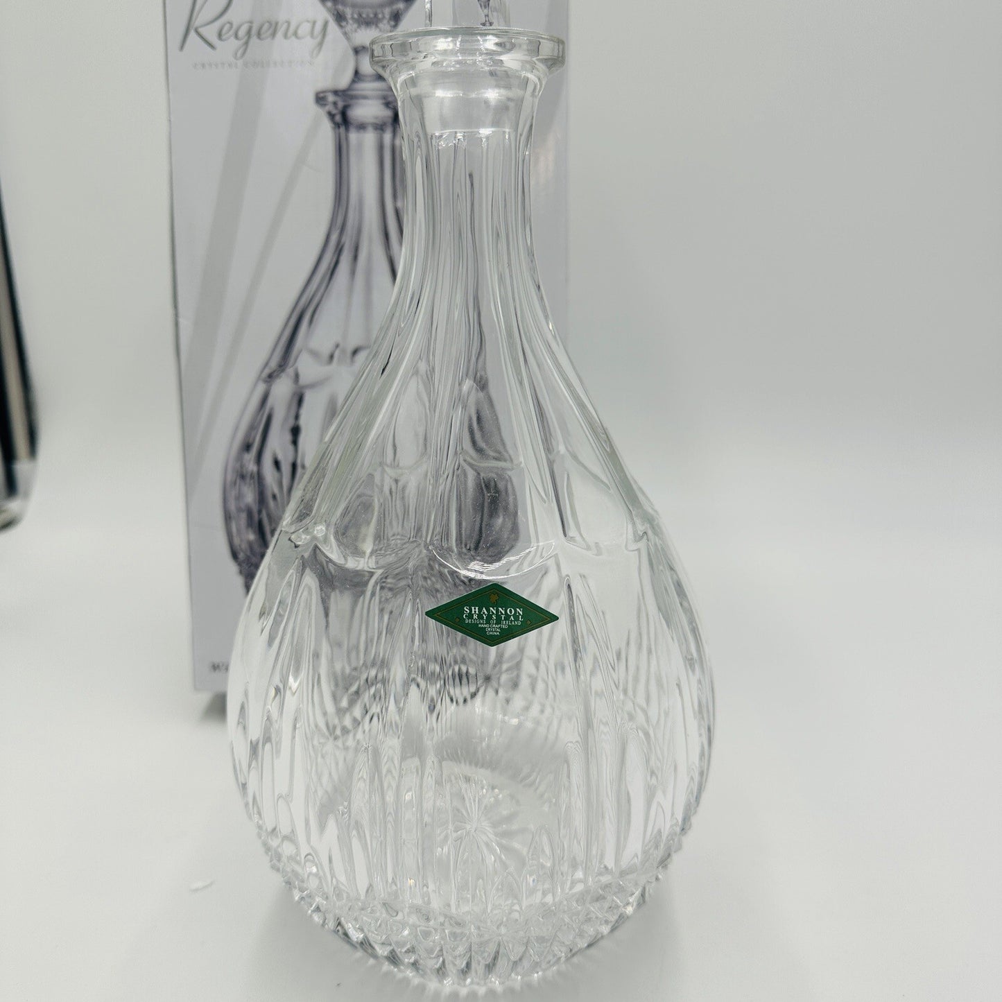 Shannon Crystal Wine Decanter Regency Bright Cut 14in H 46 oz Box