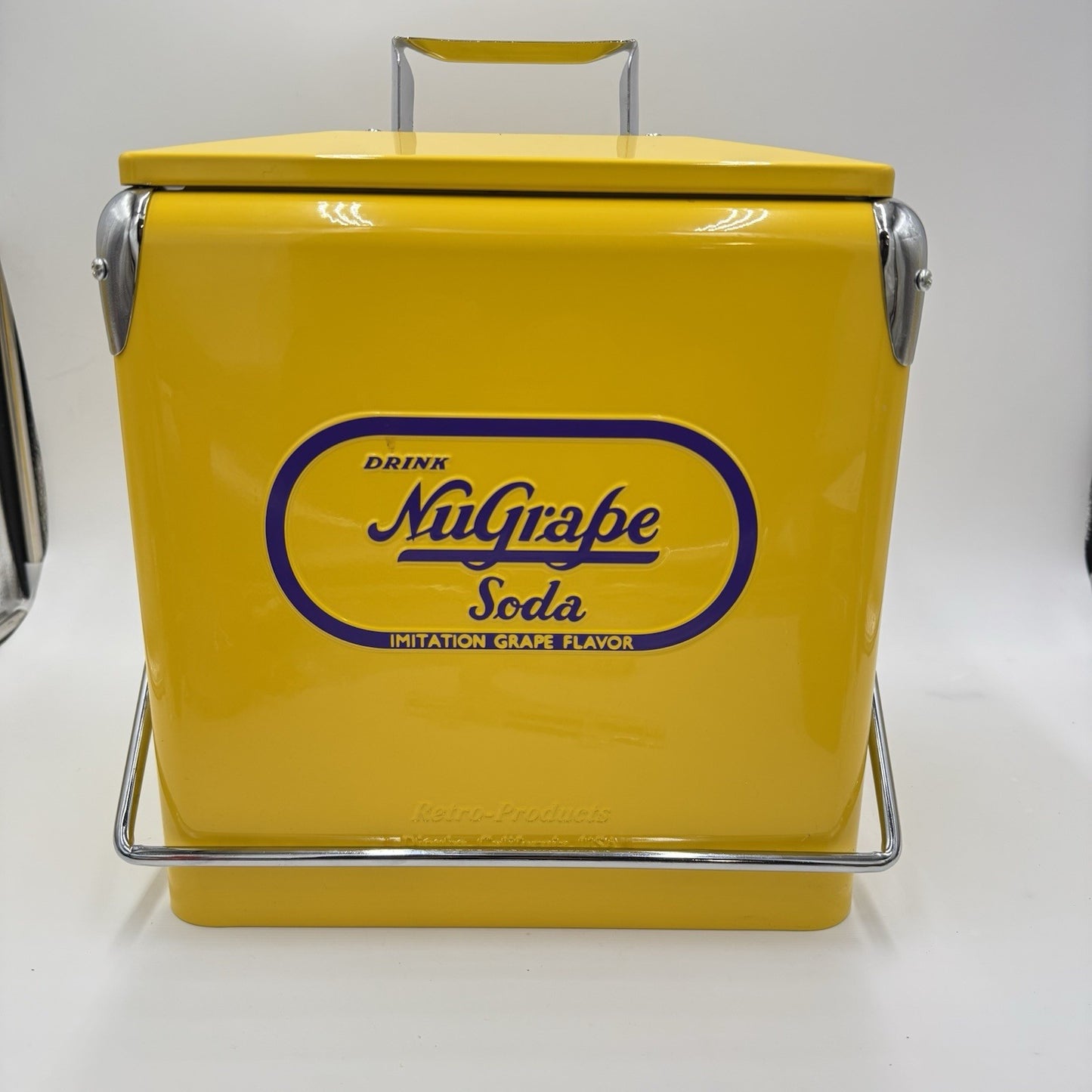 Vintage Style Cooler Advertising Nu-Grape Soda Retro Products Yellow Picnic CA