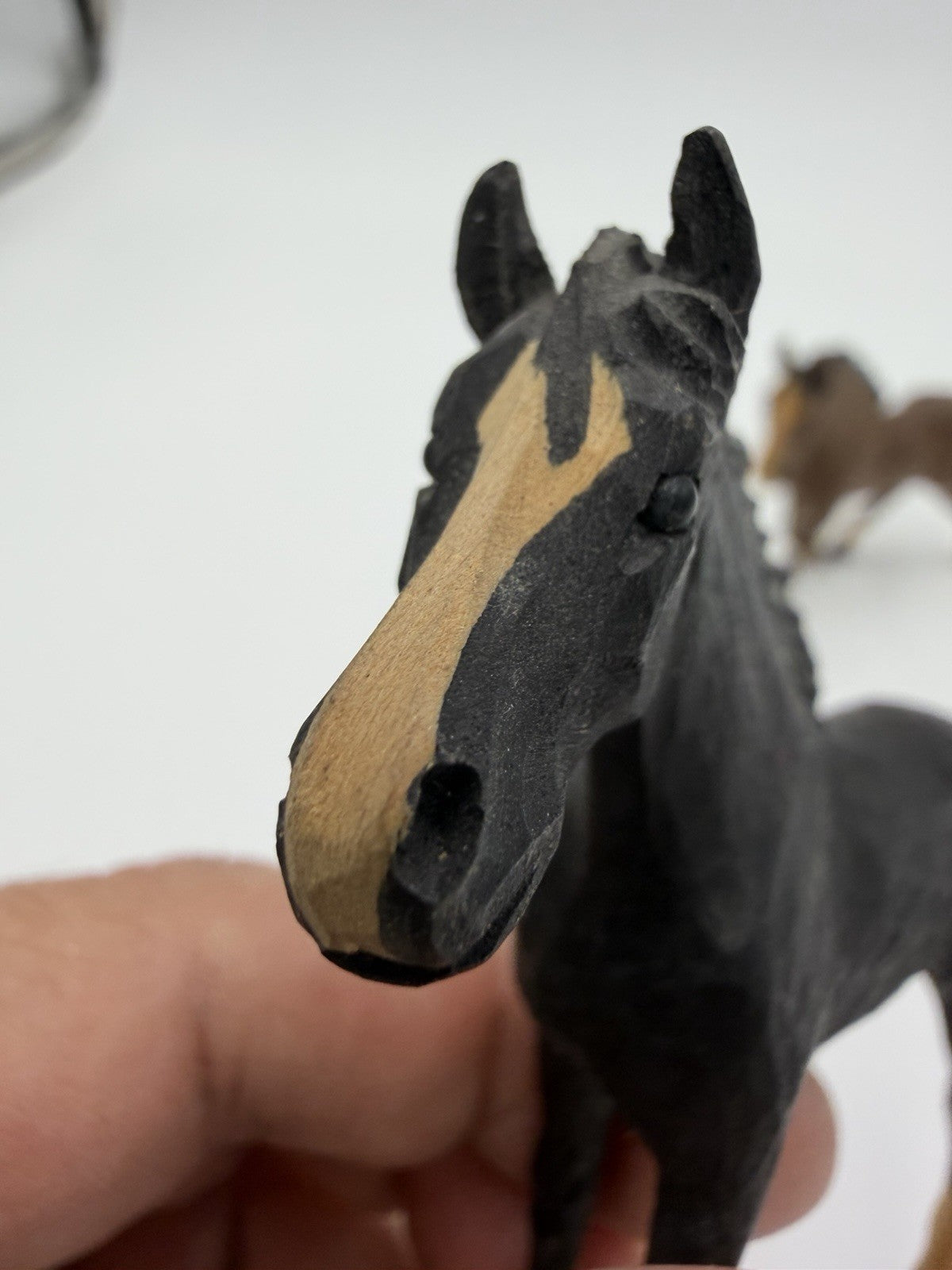 Vintage Swiss Folk Art Wooden Carved Horses Foals Figurines 3”H