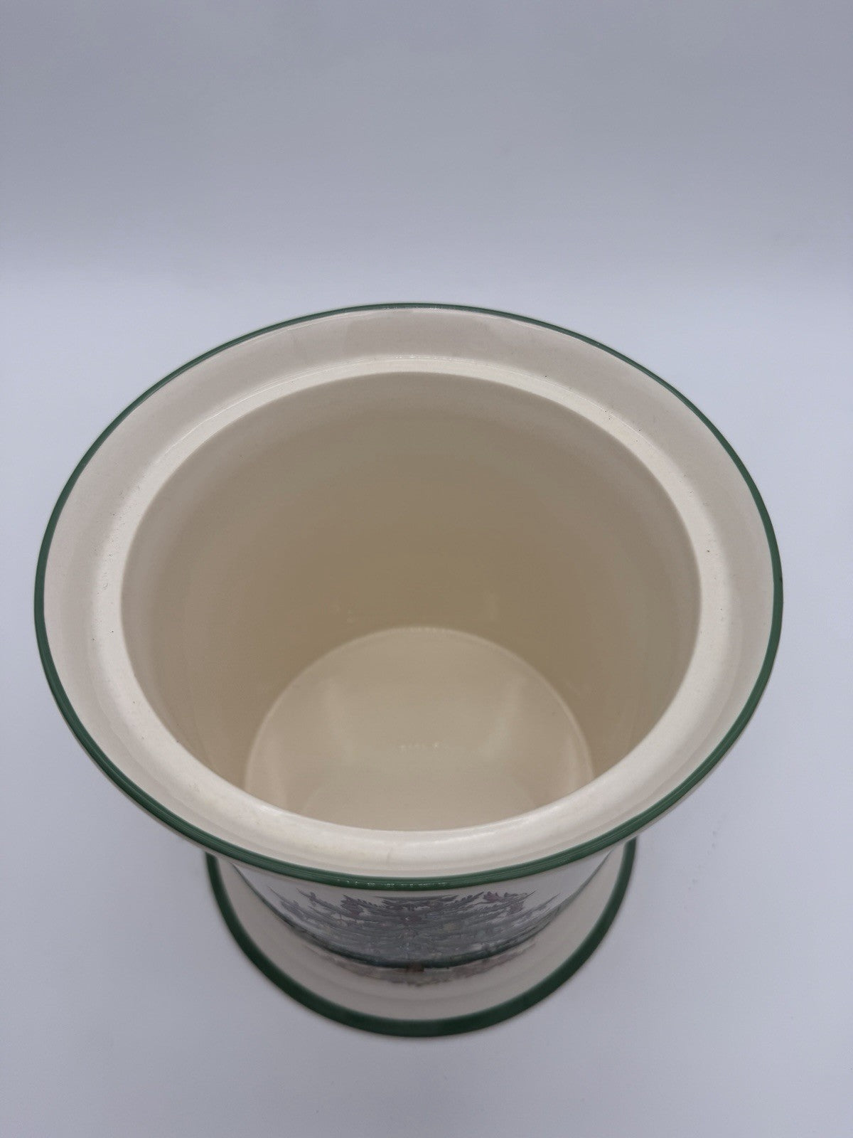 Spode Christmas Tree Canister Cookie Jar W/Rubber Seal On Lid 9”H Vtg England