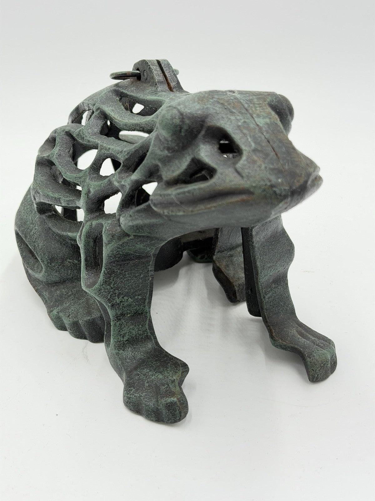 Vintage Cast Iron Japanese Frog Garden Lantern Zen Candle Holder Sculpture GUC
