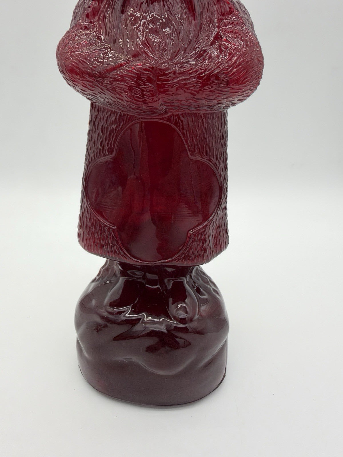 Vintage Belsnickel Ruby Red Art Glass Santa Claus Decanter Bottle Christmas 12”
