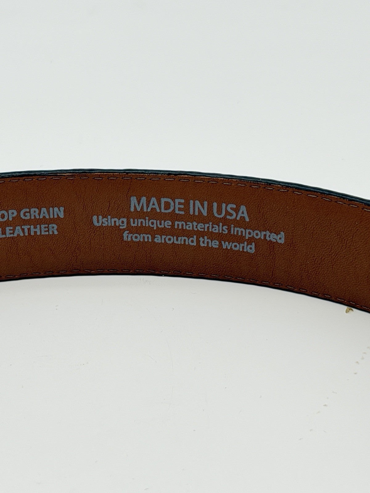 justin top grain leather belt C12873 Size 38 Black Silver Tone Buckle USA 45”L