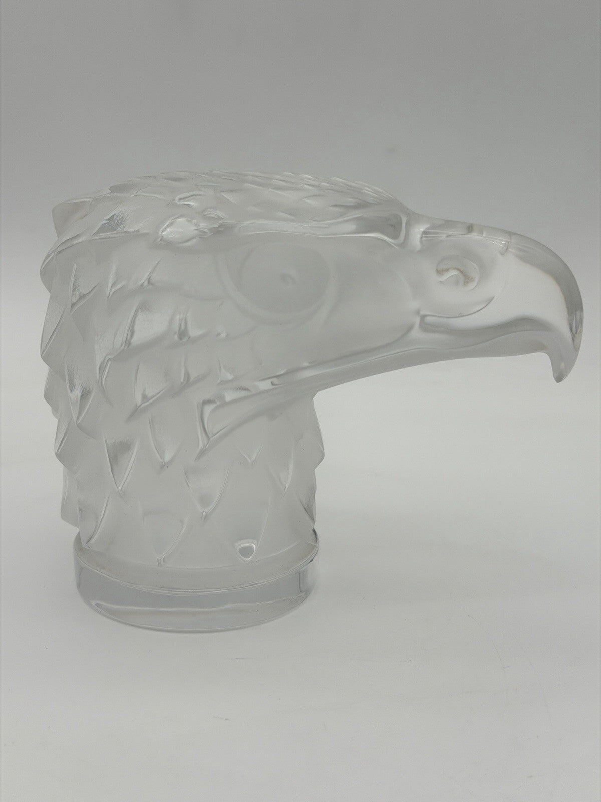 Lalique France Crystal Eagle Head Tête D’Aigle Figurine Signed Vtg Sculpture